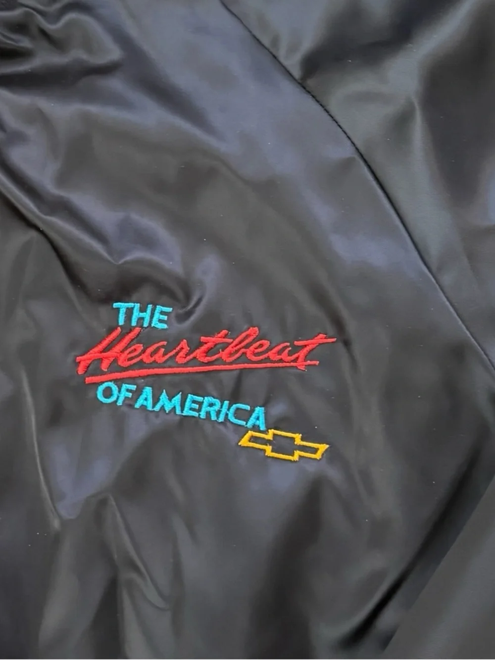 Vintage - WestArk Satin Chevrolet Embroidered Bomber Jacket - Black XL